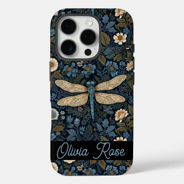 Vintage blaue Libelle iPhone 16 Pro Hülle (Rückseite)
