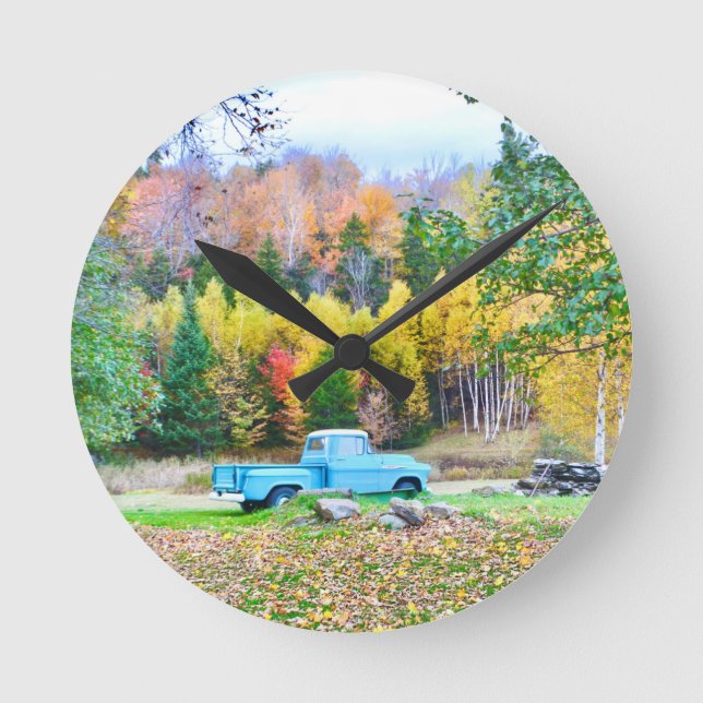Vintage blaue LKW-Mauer-Uhr Runde Wanduhr (Vorderseite)