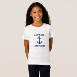Vintage blaue Nautikanker und Name/Rank T-Shirt<br><div class="desc">Vintager Nautical Anchor & Ihr Individuelle Name,  Rank oder Bootsname in Navy Blue auf Personalisiert Girls T - Shirt. Wählen Sie aus mehreren Farben und passen Sie Ihre Ausrüstung an. Macht ein großartiges Geschenk für jeden Anlass. Super weich und komfortabel,  kommt in den meisten Größen. Perfekt für jede Jahreszeit.</div>