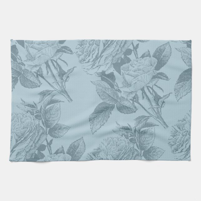 Vintage blaue Rose Geschirrtuch (Horizontal)