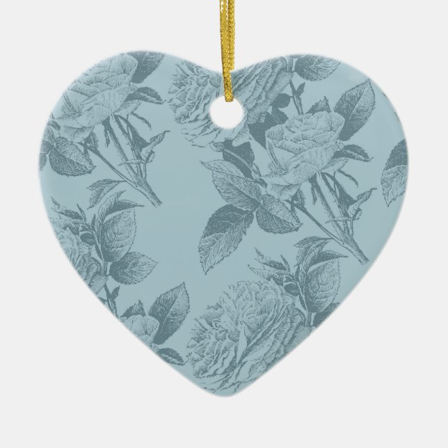 Vintage blaue Rose Keramikornament (Vorne)