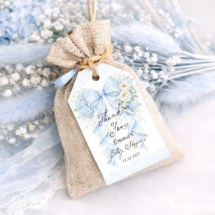 Vintage Blaue Schleife Floral Baby Shower Danke Geschenkanhänger