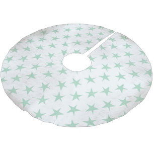 Vintage Blaue Sterne auf weißem Weihnachtsbaumskir Polyester Weihnachtsbaumdecke