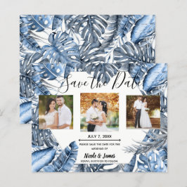 Vintage blaue tropische Palmen Hochzeit Sichern Si