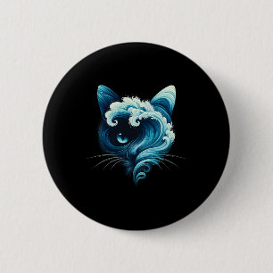 Vintage blaue Welle von Katzen Ladys Blaue Katzen Button