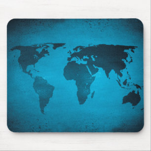 Vintage blaue Weltkarte Mousepad