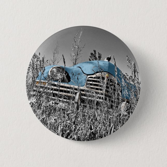 vintage blauer Auto Button (Vorderseite)