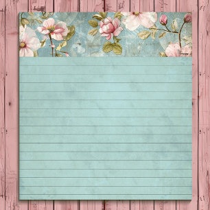 Vintage, blauer und rosa Blütenunterlage Notizblock