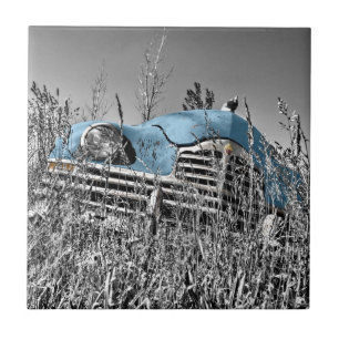 vintage blauer Wagen Fliese