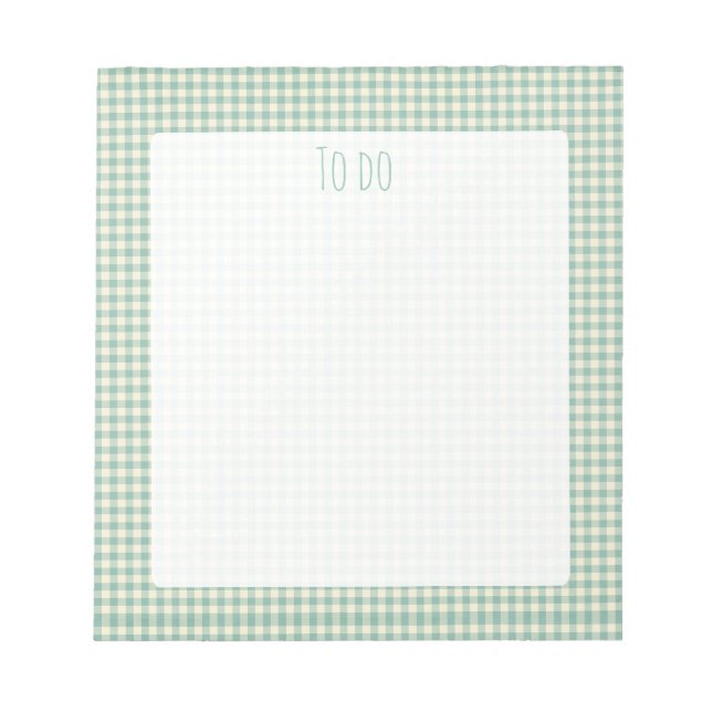 Vintage blaues Gingham-Karomuster Notizblock (Vorderseite)
