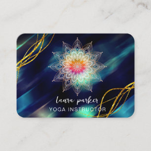 Vintage Blaues Mandala Gold Meditation Holistisch Visitenkarte
