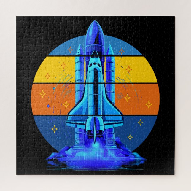 Vintage Blaues Space-Shuttle-Raumschiff (Vertikal)