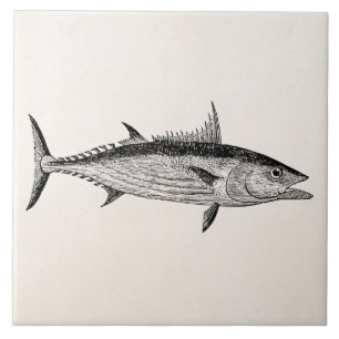 Vintage Blaufisch-Fische - Wasserfisch-Schablone Fliese
