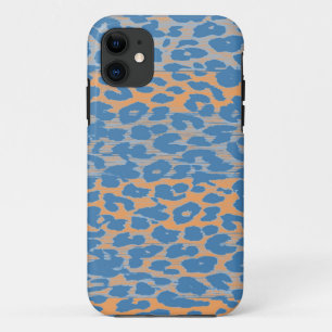Vintage blaugelbe Leopardruckfarbe iPhone 11 Hülle