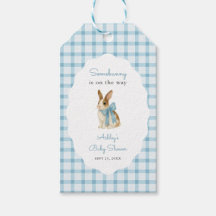 Vintage Blaugingham-Häschen-Jungen-Baby-Party