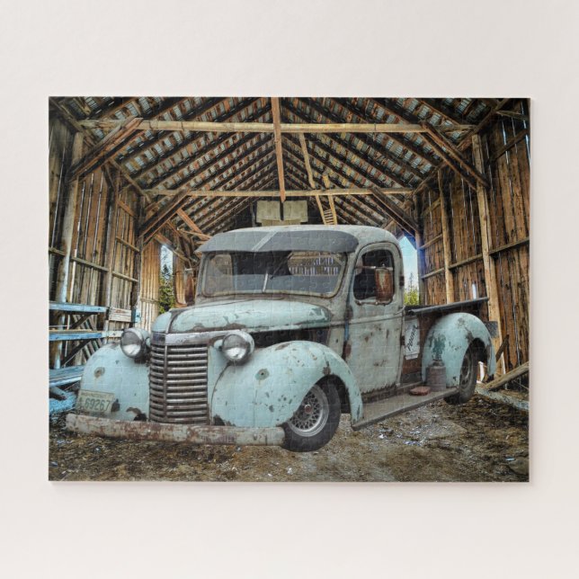 Vintage Blaulastwagen Rustikale Scheune (Horizontal)