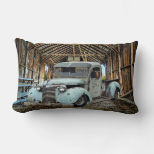 Vintage Blaulastwagen Rustikale Scheune Lendenkissen