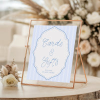 Vintage Blaustreifen-Karten und Geschenke Schild