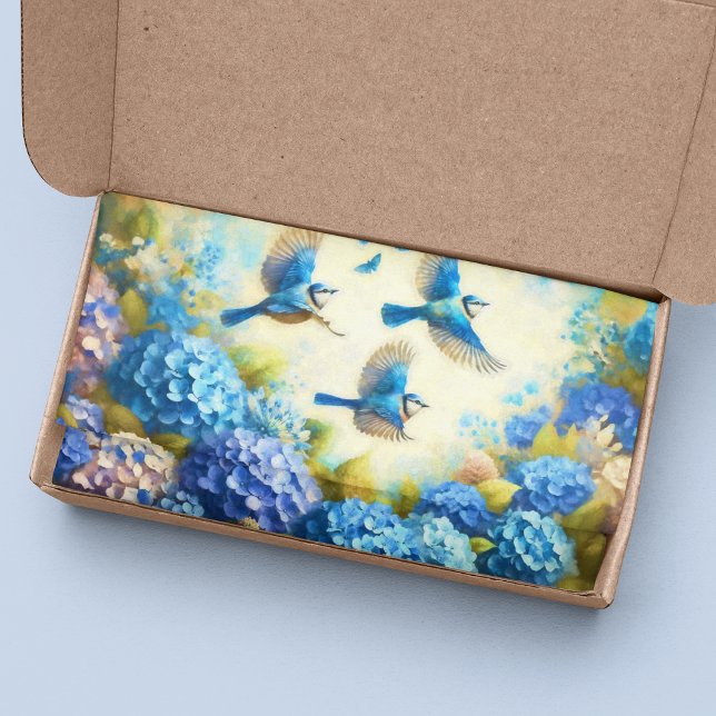 Vintage Blauvögel und Hydrangeas Seidenpapier (Von Creator hochgeladen)