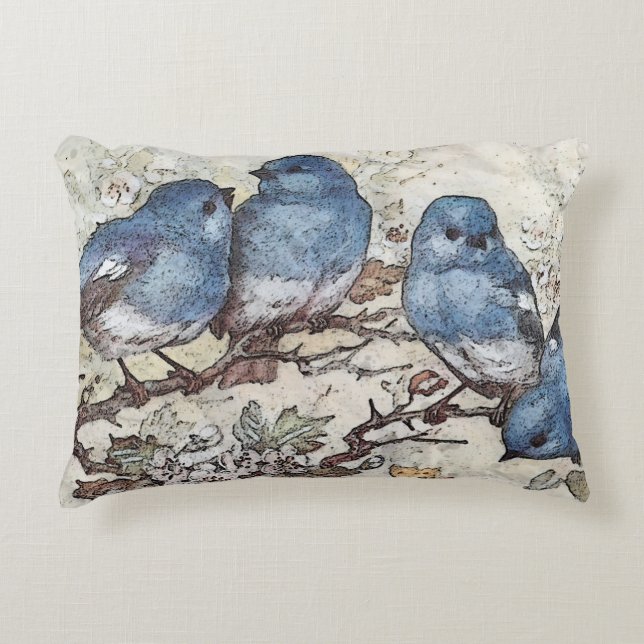 Vintage Blauvogeldarstellung Dekokissen (Vorderseite)