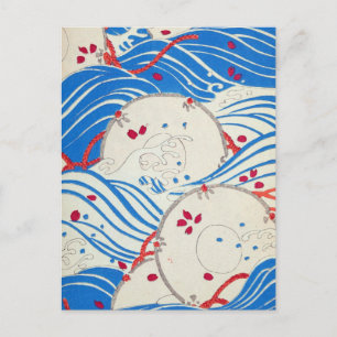 Vintage Blauwellen Postkarte