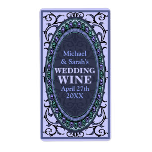 Vintage Bleu Victorien Mariage Vins Étiquettes