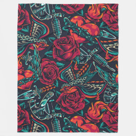 Vintage Blitztätowierungen nahtlos Fleecedecke