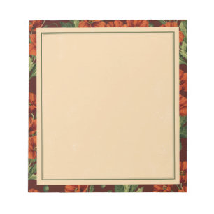 Vintage Bloom Crimson Mohnblumen Notizblock