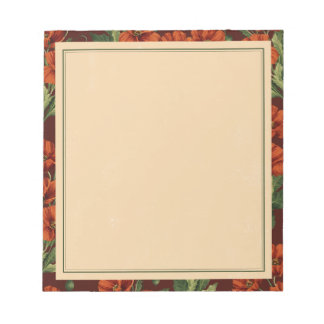 Vintage Bloom Crimson Mohnblumen Notizblock