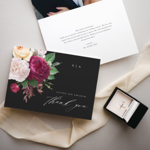 Vintage Blooms Blumen Hochzeit Foto Danke Karte