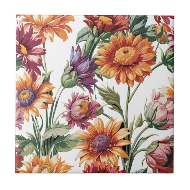 Vintage Blossom Keramik Tile Fliese (Vorderseite)