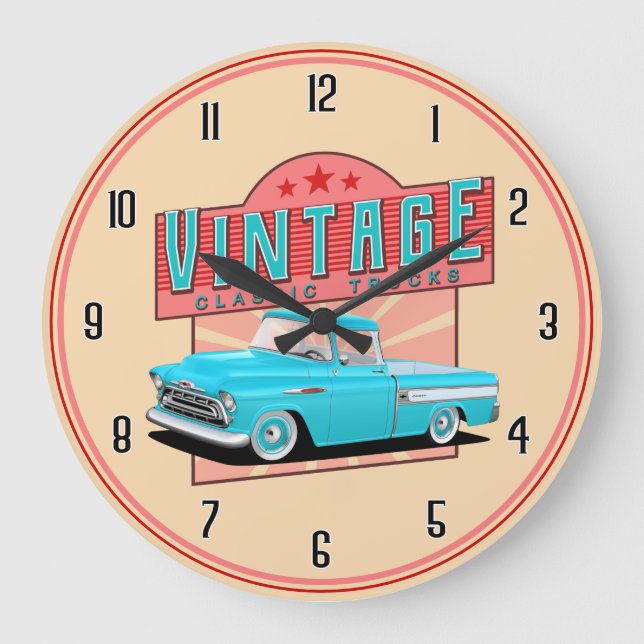 Vintage Blue American Trucks Large Clock Große Wanduhr (Vorderseite)