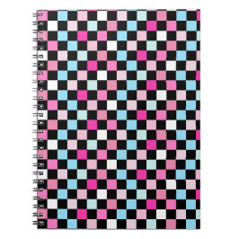 Vintage Blue and Pink Checkered Pattern Notizblock