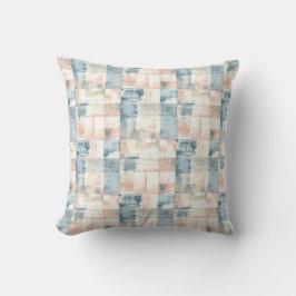 Vintage Blue & Blush Painterly Throw Pillow Kissen