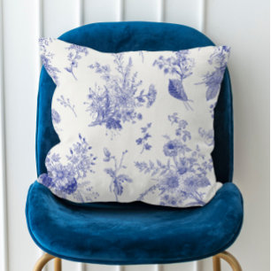 Vintage Blue Botanische Herbst  Kissen
