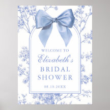 Vintage Blue Bow Bridal Shower Welcome Sign