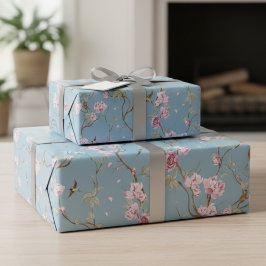 Vintage Blue Chinoiserie Floral Geschenkpapier
