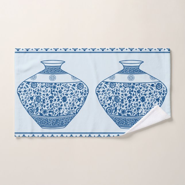 Vintage Blue Chinoiserie Ginger Jars Vases (Serviette à main)