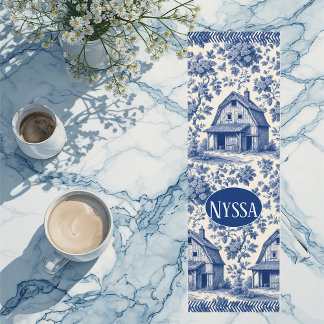 Vintage Blue Cottage French Toile Pariser Charme Yogamatte