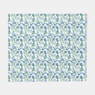 Vintage Blue Flowers Fleece Blanket