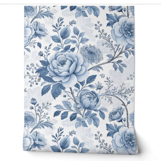 vintage blue flowers tapete