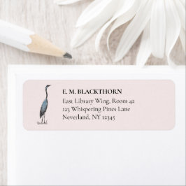 Vintage Blue Heron Hand-Drawn Birdwatcher Address