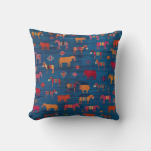 Vintage Blue Kilim Tapis Coussins : Animaux