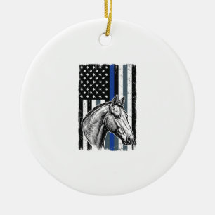 Vintage Blue Line Pferdeflagge Vektor-Design Keramik Ornament