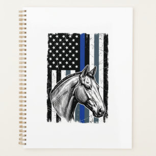 Vintage Blue Line Pferdeflagge Vektor-Design Planer