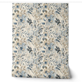 Vintage Blue Neutral Floral Tapete