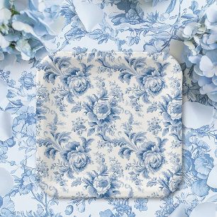 Vintage Blue Paper-Teller für Blumenfilme Pappteller