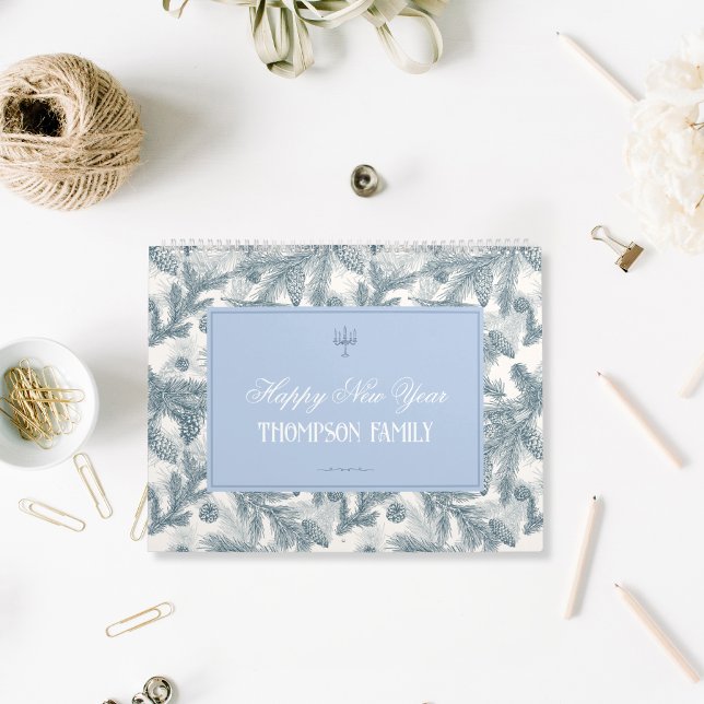 Vintage Blue Pine Botanical Motivational Calendar Kalender (Von Creator hochgeladen)