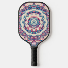 Vintage Blue Red Abstract Mandala Art Design Pickleball Schläger