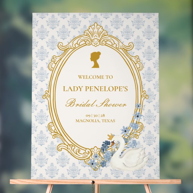Vintage Blue Regency Cameo Bridal Shower Acrylschild (Neutral)